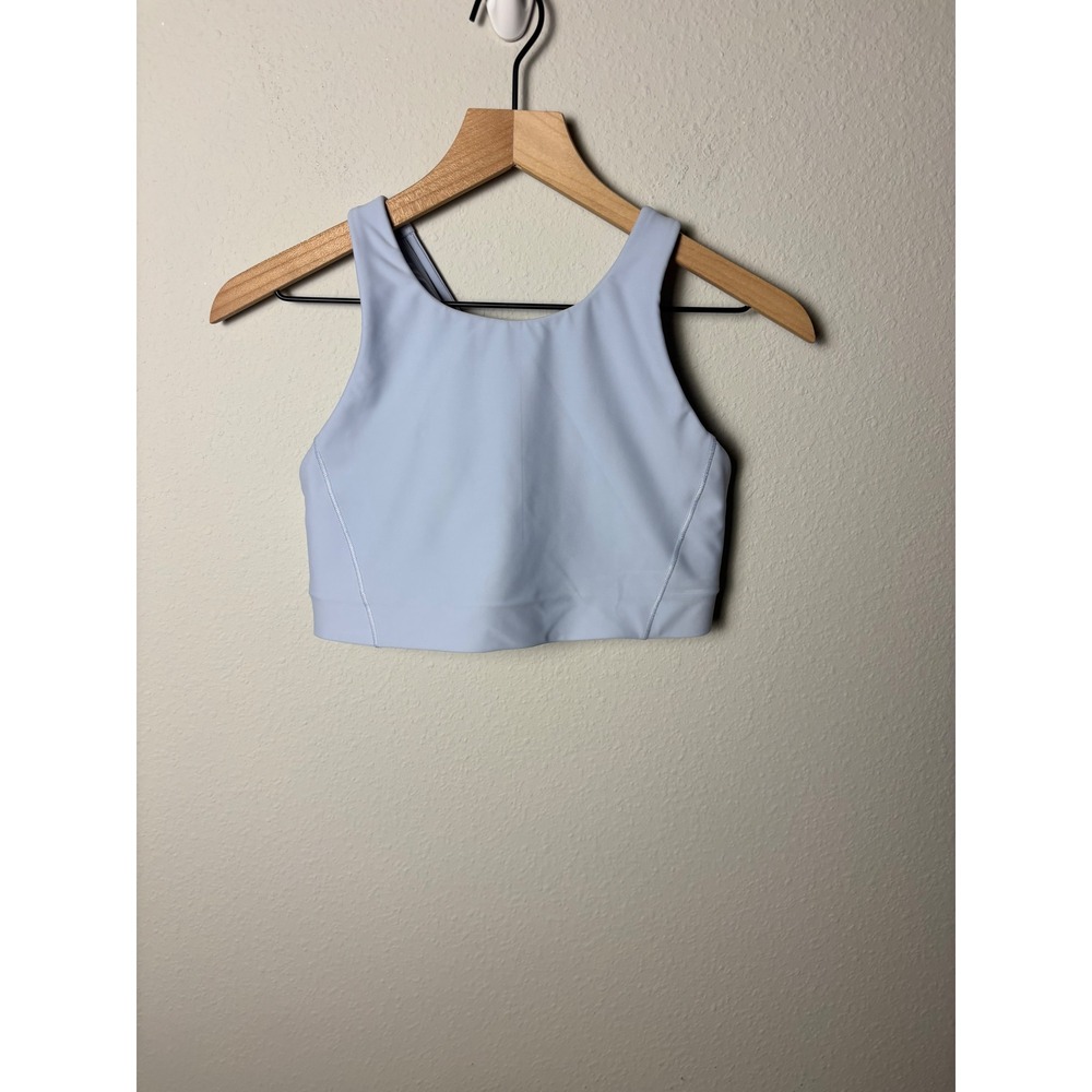 Athleta Flex Spacer Bra Gossamer Blue High Neck Strappy Back Medium Support M